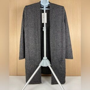 Pull&Bear Long Open Front Cardigan Duster Sweater Womens Small Gray Knit NWT